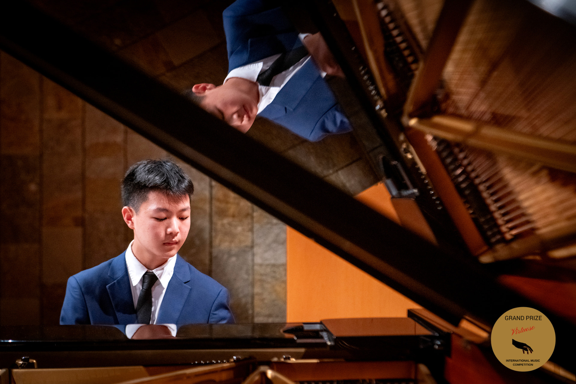 Brendan Li at the grand piano